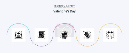 Illustration for Valentines Day Glyph 5 Icon Pack Including heart. hands. marry. care. day - Royalty Free Image