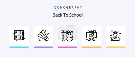 Illustration for Back To School Line 5 Icon Pack Including sport. badminton. remover. study. education. Creative Icons Design - Royalty Free Image