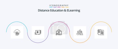 Illustration for Distance Education And Elearning Line 5 Icon Pack Including science. dope. target. chemical. screen - Royalty Free Image