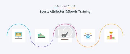 Illustration for Sports Atributes And Sports Training Flat 5 Icon Pack Including ceremony. sport. ball. championship. belt - Royalty Free Image