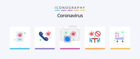 Ilustración de Coronavirus Flat 5 Icon Pack Including icu. team. worldwide. meeting. banned. Creative Icons Design - Imagen libre de derechos