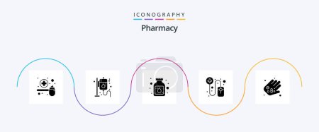 Téléchargez les illustrations : Pharmacy Glyph 5 Icon Pack Including medicine. pharmacist. pharmacy. pharmaceutical. medicine - en licence libre de droit