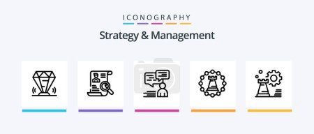 Illustration for Strategy And Management Line 5 Icon Pack Including support. chat. up. jewel. gem. Creative Icons Design - Royalty Free Image