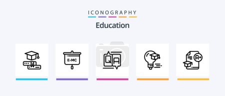 Illustration for Education Line 5 Icon Pack Including chart. education. document. cap. a+. Creative Icons Design - Royalty Free Image