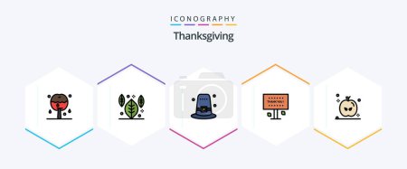Illustration for Thanksgiving 25 FilledLine icon pack including thanksgiving. thanks. hat. thank you. sign - Royalty Free Image