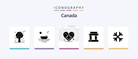 Ilustración de Canada Glyph 5 Icon Pack Incluyendo torre. Un hito. río. Hoja. otoño. Diseño de iconos creativos - Imagen libre de derechos