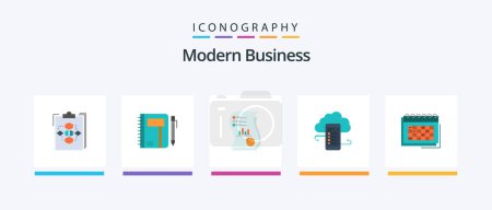 Illustration for Modern Business Flat 5 Icon Pack Including data. analytics. business. audit. pen. Creative Icons Design - Royalty Free Image