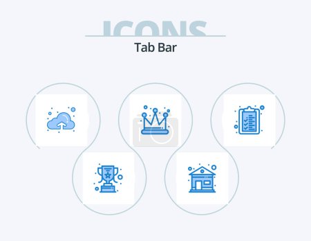 Ilustración de Tab Bar Blue Icon Pack 5 Icon Design. . . upload. list. check list - Imagen libre de derechos