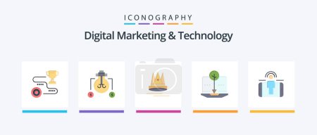 Illustration for Digital Marketing And Technology Flat 5 Icon Pack Including engagement. organic content. dollar. content. marketing. Creative Icons Design - Royalty Free Image