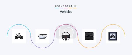 Illustration for Vehicles Line Filled Flat 5 Icon Pack Including . vehicles. transport - Royalty Free Image