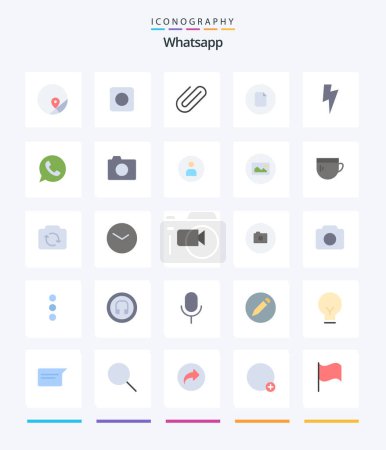 Ilustración de Creative Whatsapp 25 Flat icon pack  Such As ui. power. attach. ui. file - Imagen libre de derechos