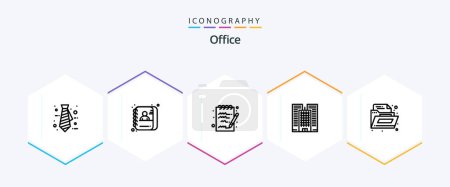 Illustration for Office 25 Line icon pack including . office. note. folder. office - Royalty Free Image