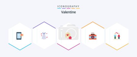 Ilustración de Valentine 25 Flat icon pack including message. love. dress. day. valentine - Imagen libre de derechos