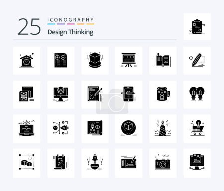 Illustration for Design Thinking 25 Solid Glyph icon pack including chart. board. minus. analytics. object - Royalty Free Image