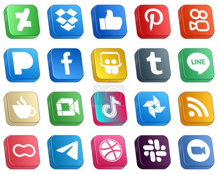 Isometric 3D Social Media Brand Icon Set 20 icons ...