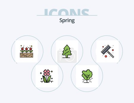 Illustration for Spring Line Filled Icon Pack 5 Icon Design. cactus. spring. spring. pine. spring - Royalty Free Image