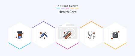 Illustration for Health Care 25 FilledLine icon pack including scale. capsule. stethoscope. diagnosis - Royalty Free Image
