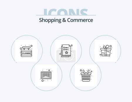 Illustration for Shopping And Commerce Line Icon Pack 5 Icon Design. sale label. paper. explorer. money. bill - Royalty Free Image