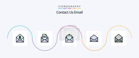 Téléchargez les illustrations : Emballage de 5 icônes rempli par ligne de courriel, y compris. courrier. courrier. email. ouvert - en licence libre de droit