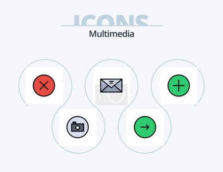 Ilustración de Multimedia Line Filled Icon Pack 5 Icon Design. pin. download. multimedia. down. multimedia - Imagen libre de derechos