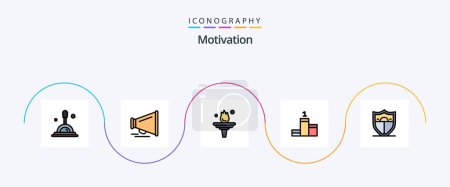 Illustration for Motivation Line Filled Flat 5 Icon Pack Including . motivation. motivation. security. achievement - Royalty Free Image