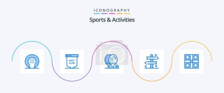 Téléchargez les illustrations : Sports and Activities Blue 5 Icon Pack Including directions. activities. sport. ping. equipment - en licence libre de droit