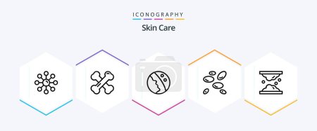 Illustration for Skin 25 Line icon pack including cholesterol. white blood cells. rheumatism. wbcs. skin care - Royalty Free Image