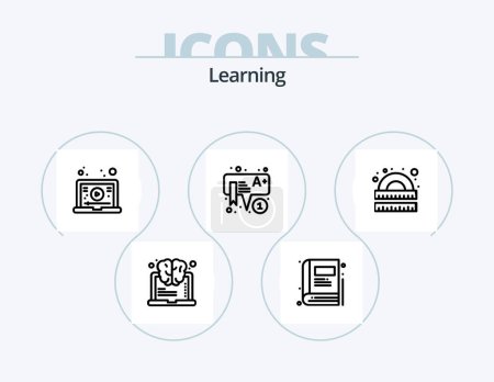 Téléchargez les illustrations : Learning Line Icon Pack 5 Icon Design. kids. school%d. learning. open. learning - en licence libre de droit
