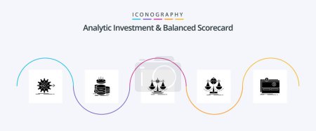 Ilustración de Analytic Investment And Balanced Scorecard Glyph 5 Icon Pack Including management. scale. gold. law. decision - Imagen libre de derechos