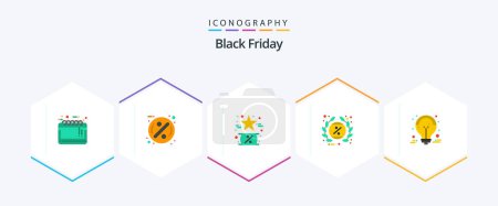 Illustration for Black Friday 25 Flat icon pack including label. black friday. sale. tag. like - Royalty Free Image