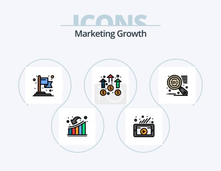 Illustration for Marketing Growth Line Filled Icon Pack 5 Icon Design. loss. downfall. bar. down. report - Royalty Free Image