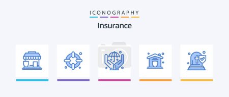 Illustration for Insurance Blue 5 Icon Pack Including insurance. death. insurance. church. security. Creative Icons Design - Royalty Free Image