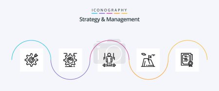 Téléchargez les illustrations : Strategy And Management Line 5 Icon Pack Including sucess. flag. chart. right. arrow - en licence libre de droit
