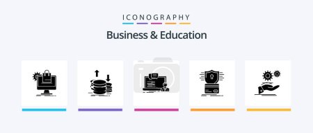 Photo pour Business And Education Glyph 5 Icon Pack Including card. security. gold. chat. online. Creative Icons Design - image libre de droit