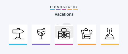 Ilustración de Paquete de iconos de la línea 5 de las vacaciones incluyendo. temporizador. mapa. Tiempo. Profesora. Diseño de iconos creativos - Imagen libre de derechos