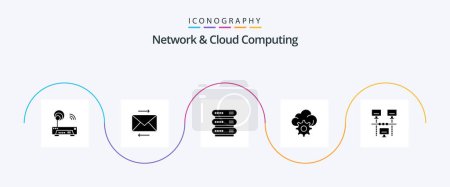 Illustration for Network And Cloud Computing Glyph 5 Icon Pack Including sharing. connection. computing. technology. cloud - Royalty Free Image