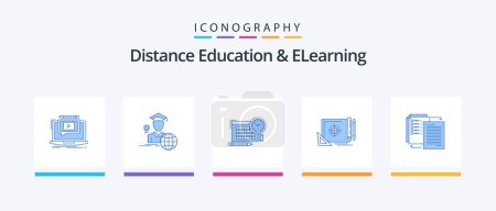 Illustration for Distance Education And Elearning Blue 5 Icon Pack Including target. file target. scholar. file. focus. Creative Icons Design - Royalty Free Image