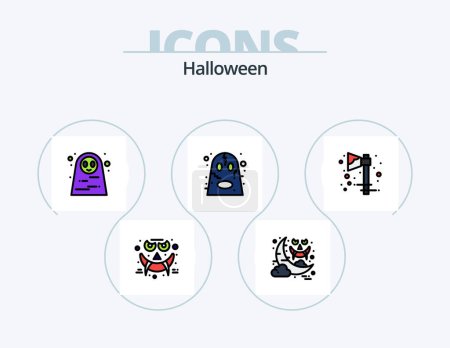 Illustration for Halloween Line Filled Icon Pack 5 Icon Design. halloween cross. knife. scary. halloween. scary - Royalty Free Image