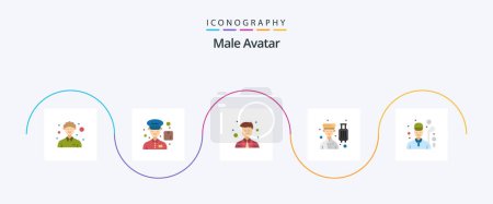 Illustration for Male Avatar Flat 5 Icon Pack Including golfer. service. man. professional. bell boy - Royalty Free Image