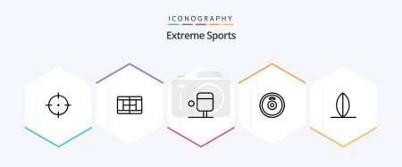 Illustration for Sport 25 Line icon pack including . plates. surfboard - Royalty Free Image