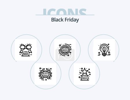 Téléchargez les illustrations : Black Friday Line Icon Pack 5 Icon Design. friday. sale advertisement. sale tag. grand sale. board - en licence libre de droit