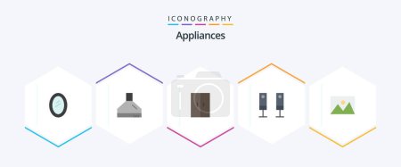 Téléchargez les illustrations : Appliances 25 Flat icon pack including home. system. furniture. sound. appliances - en licence libre de droit