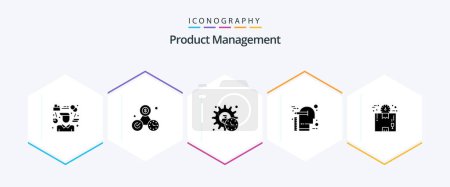 Téléchargez les illustrations : Product Management 25 Glyph icon pack including scale. idea. perfection. creative. product - en licence libre de droit