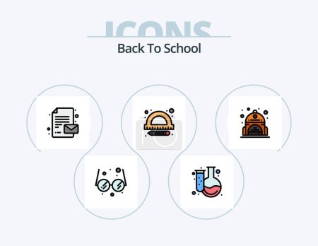 Ilustración de Volver a la línea de la escuela Lleno de iconos Pack 5 Diseño de iconos. educación. educación. educación. Atrás. campana - Imagen libre de derechos