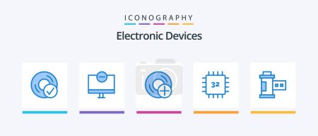 Illustration for Devices Blue 5 Icon Pack Including devices. chip. hardware. gadget. devices. Creative Icons Design - Royalty Free Image