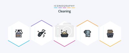 Ilustración de Cleaning 25 FilledLine icon pack including housekeeping. cleaning. pipe. tissue. cleaning - Imagen libre de derechos