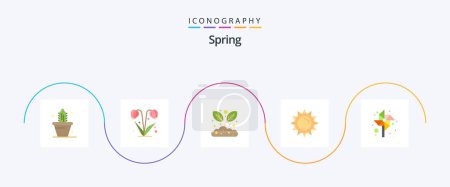 Téléchargez les illustrations : Spring Flat 5 Icon Pack Including pinwheel. children. gardening. spring. brightness - en licence libre de droit