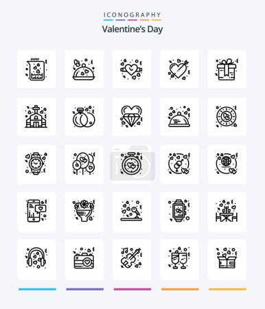 Illustration for Creative Valentines Day 25 OutLine icon pack  Such As gift. marriage. love. love. cupid - Royalty Free Image