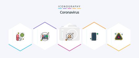 Ilustración de Paquete icono Coronavirus 25 FilledLine incluyendo píldora. cápsula. infección. antivirus. otorrinolaringólogo - Imagen libre de derechos