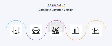 Ilustración de Complete Common Version Line 5 Icon Pack Including recycle. delete. new. target. goal - Imagen libre de derechos